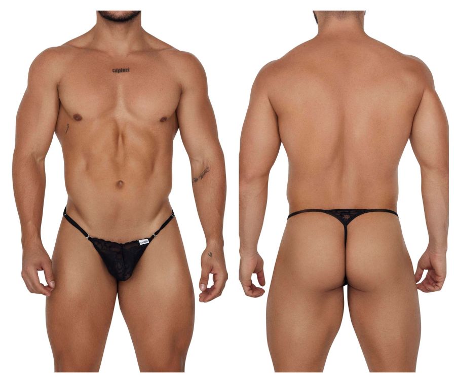 CandyMan Men's Underwear 99685 Lace Thongs Color Black