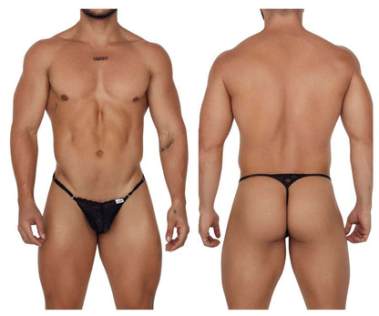 CandyMan Men's Underwear 99685 Lace Thongs Color Black
