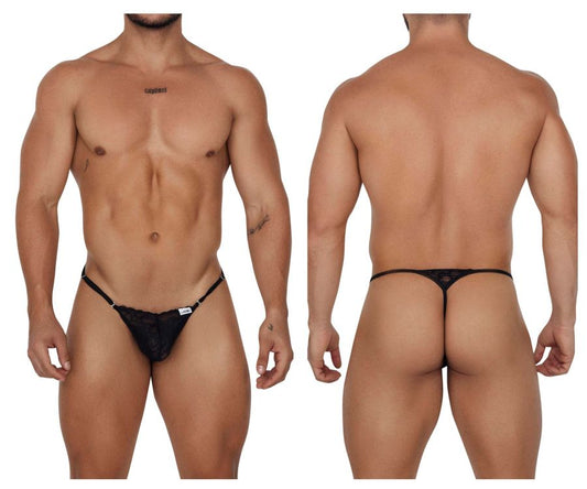 CandyMan Men's Underwear 99685 Lace Thongs Color Black
