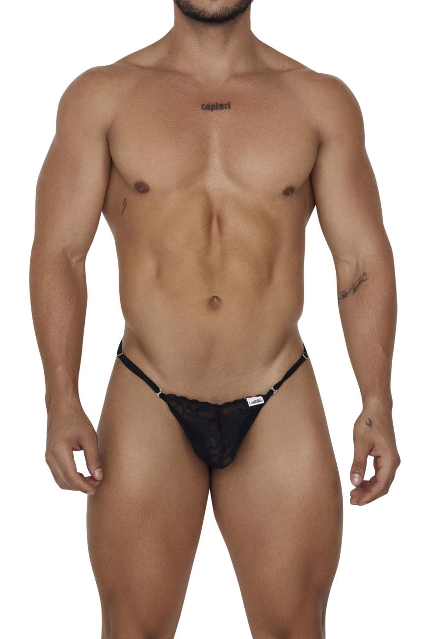 CandyMan Men's Underwear 99685 Lace Thongs Color Black