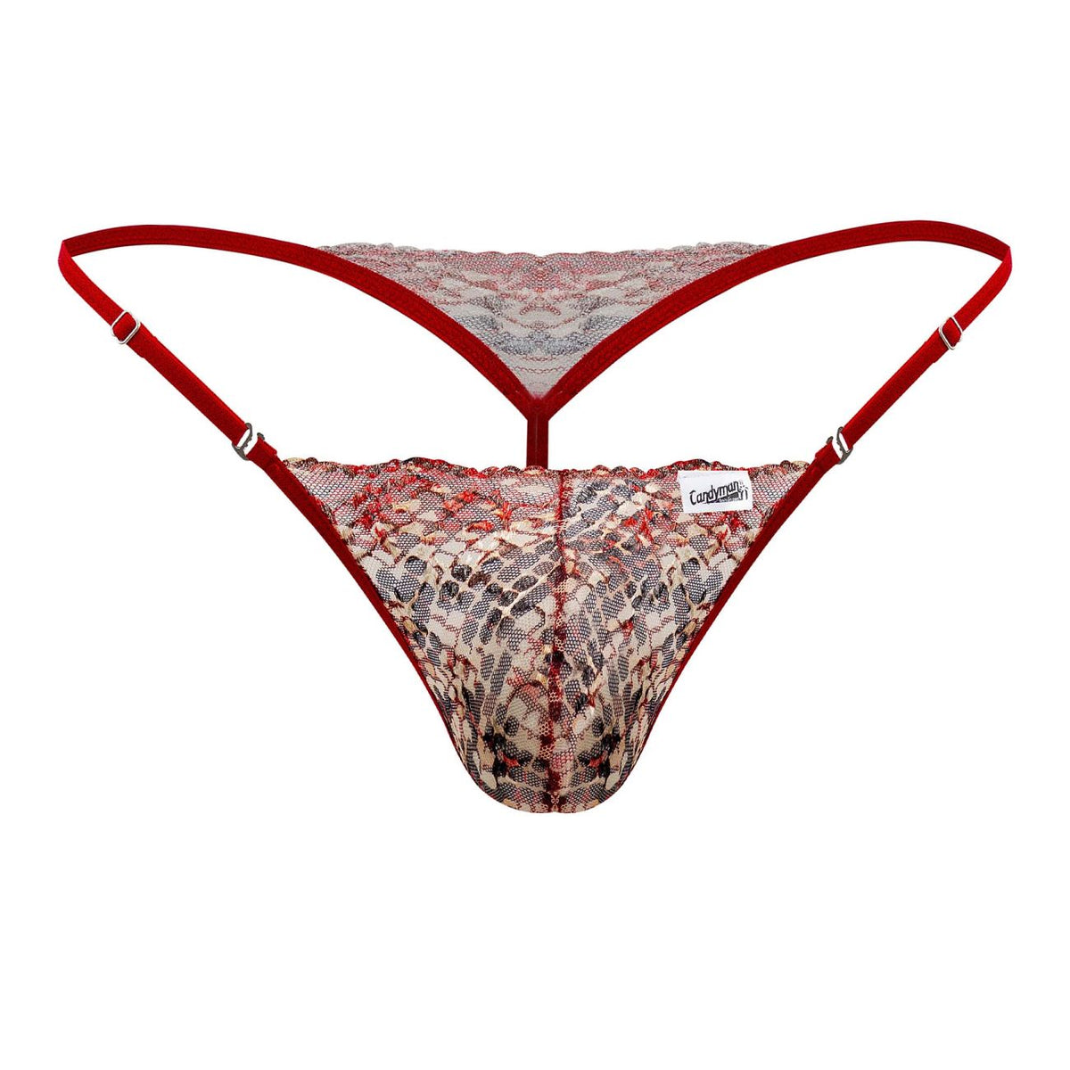CandyMan Lace Thongs - Red-Print