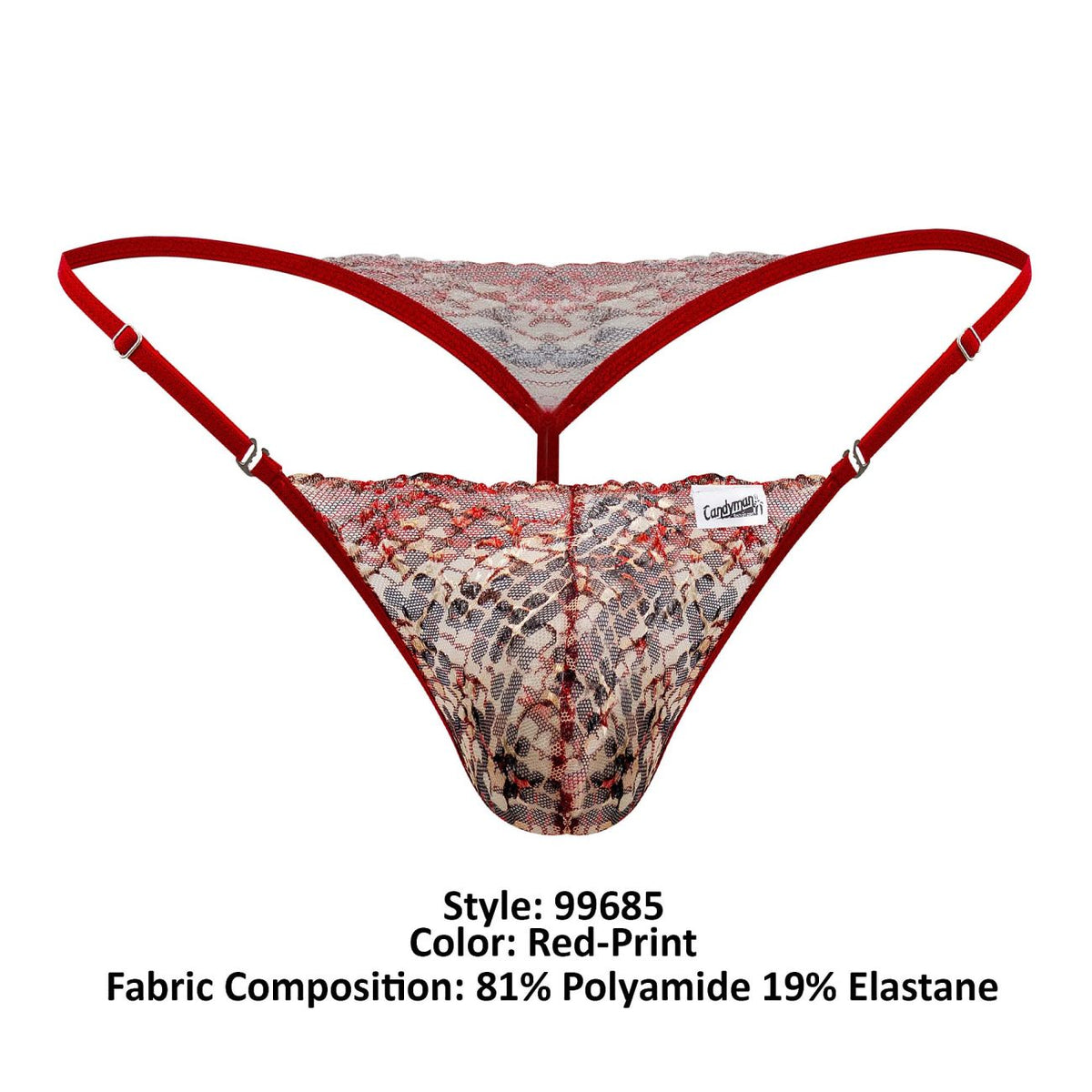 CandyMan Lace Thongs - Red-Print