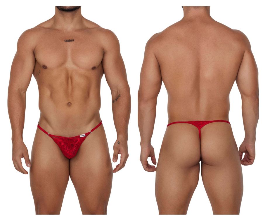 CandyMan Men's Underwear 99685 Lace Thongs Color Red
