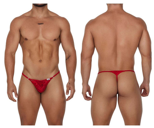 CandyMan Men's Underwear 99685 Lace Thongs Color Red