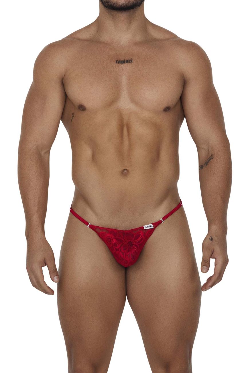 CandyMan Men's Underwear 99685 Lace Thongs Color Red