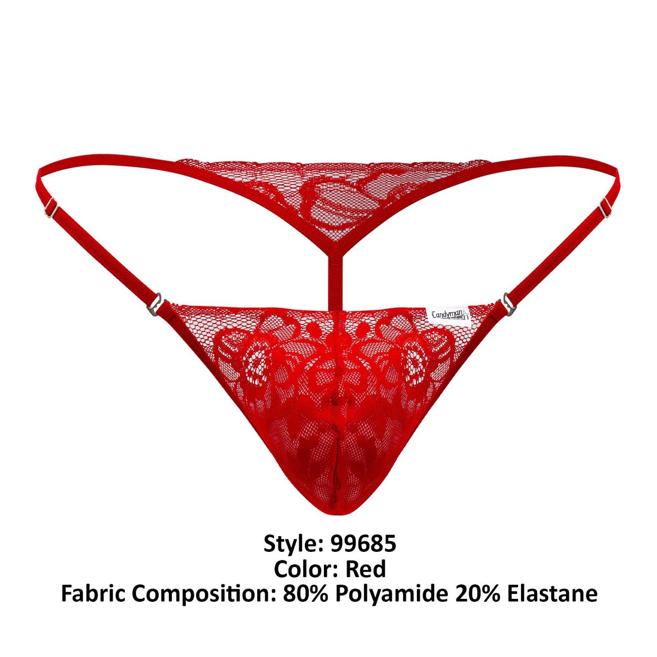 CandyMan Men's Underwear 99685 Lace Thongs Color Red
