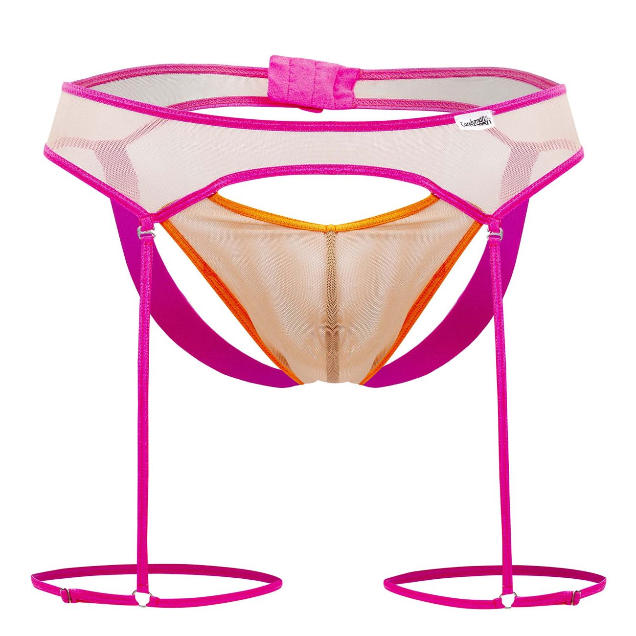 CandyMan Men's Underwear 99687 Garter Jock Two Piece Set Color Beige-Neon