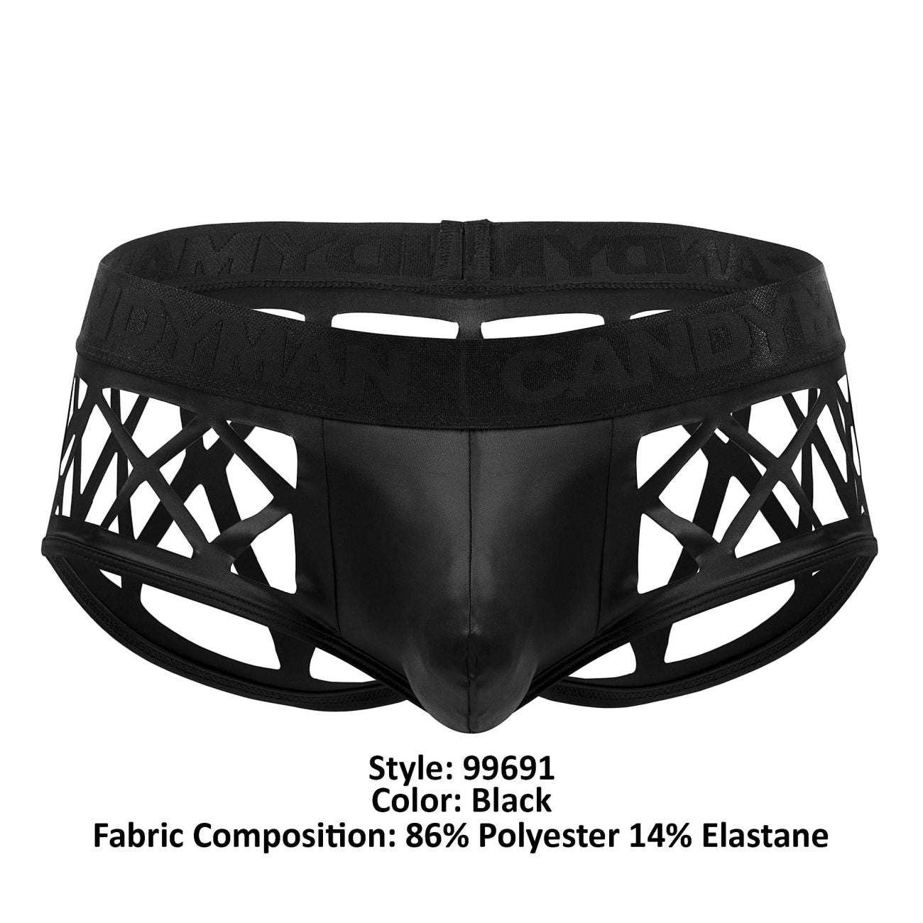 CandyMan Men's Underwear 99691 Cage Trunks Color Black