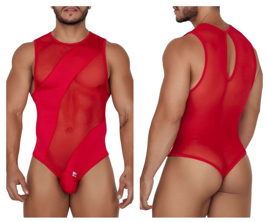 CandyMan Men's Underwear 99699X Mesh Bodysuit Color Red