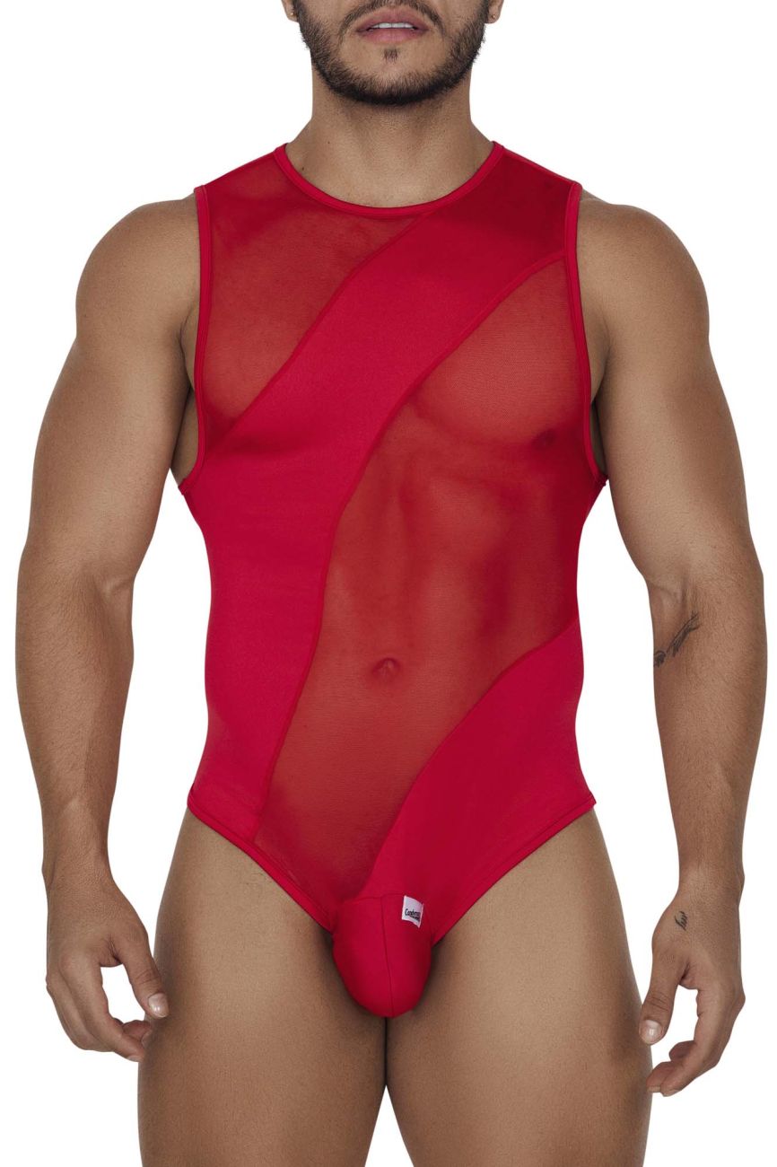 CandyMan Men's Underwear 99699X Mesh Bodysuit Color Red