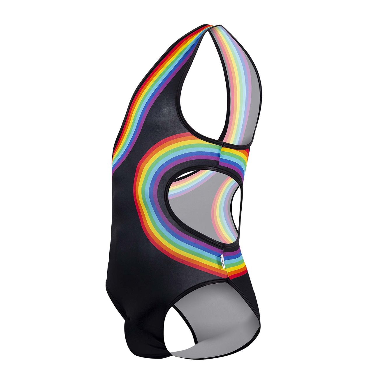 CandyMan Men's Underwear 99702X Rainbow Bodysuit Color Black