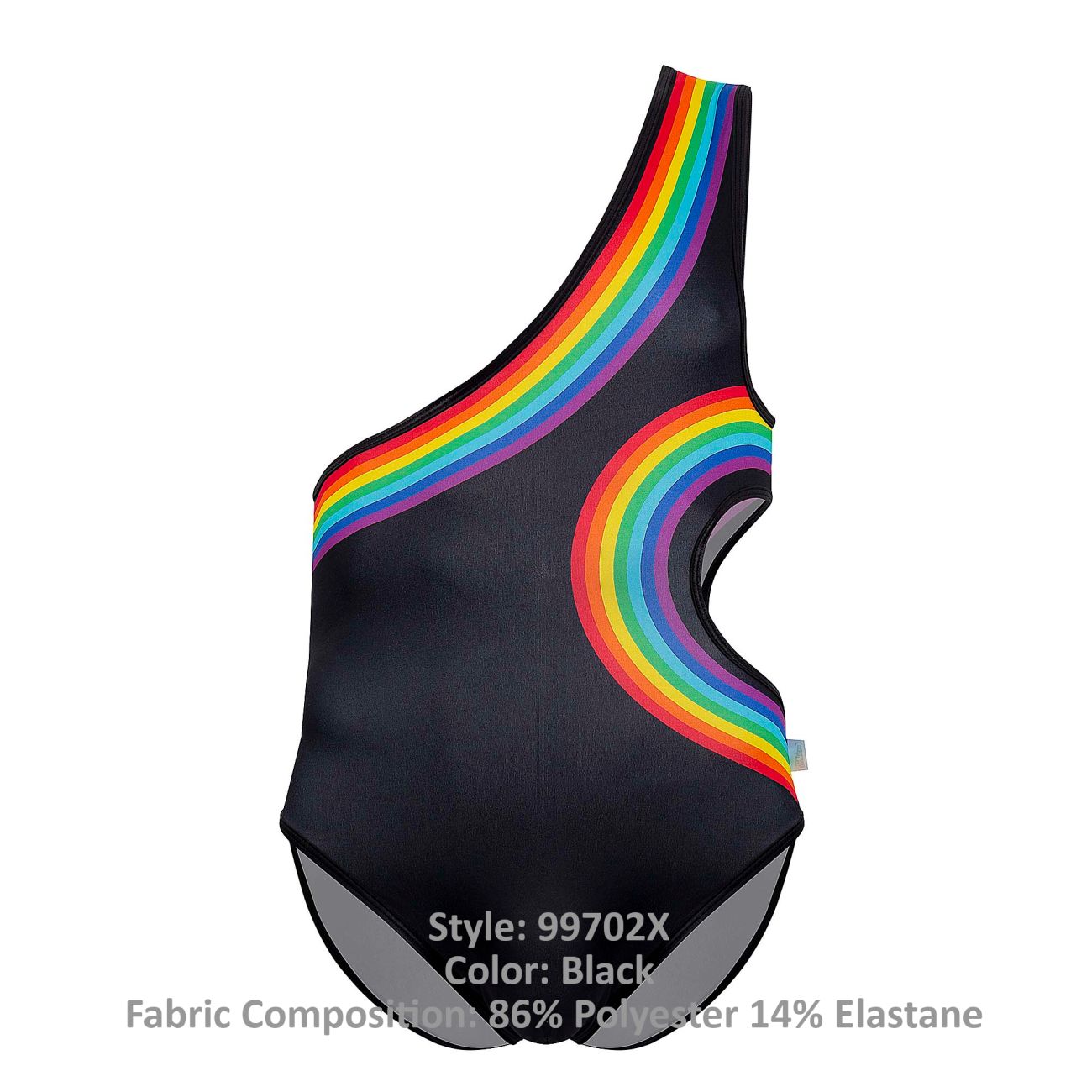 CandyMan Men's Underwear 99702X Rainbow Bodysuit Color Black