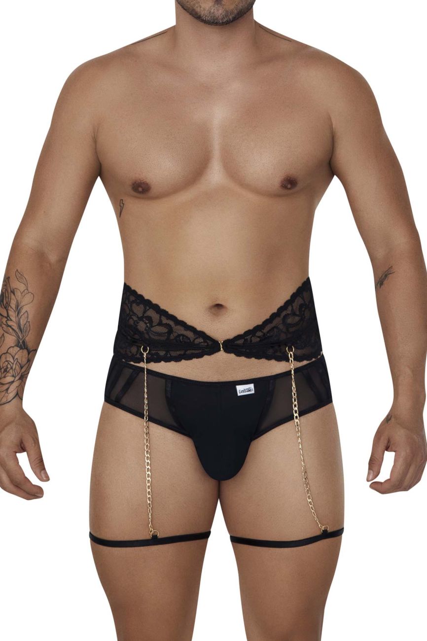CandyMan Men's Underwear 99703X Garter Briefs Two Piece Set Color Black