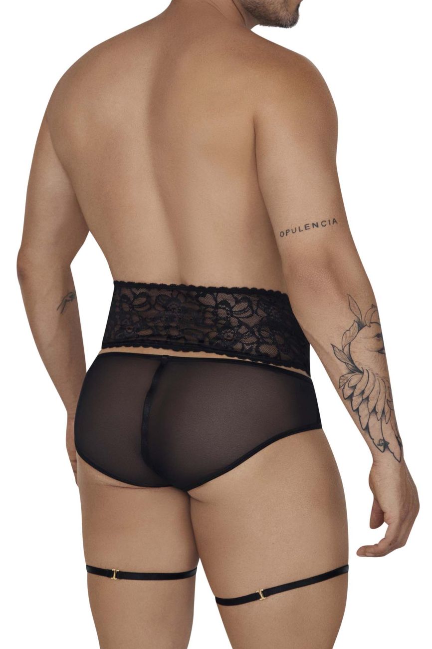 CandyMan Men's Underwear 99703X Garter Briefs Two Piece Set Color Black