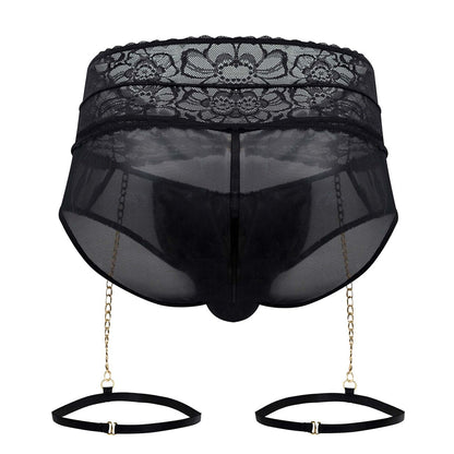 CandyMan Men's Underwear 99703X Garter Briefs Two Piece Set Color Black