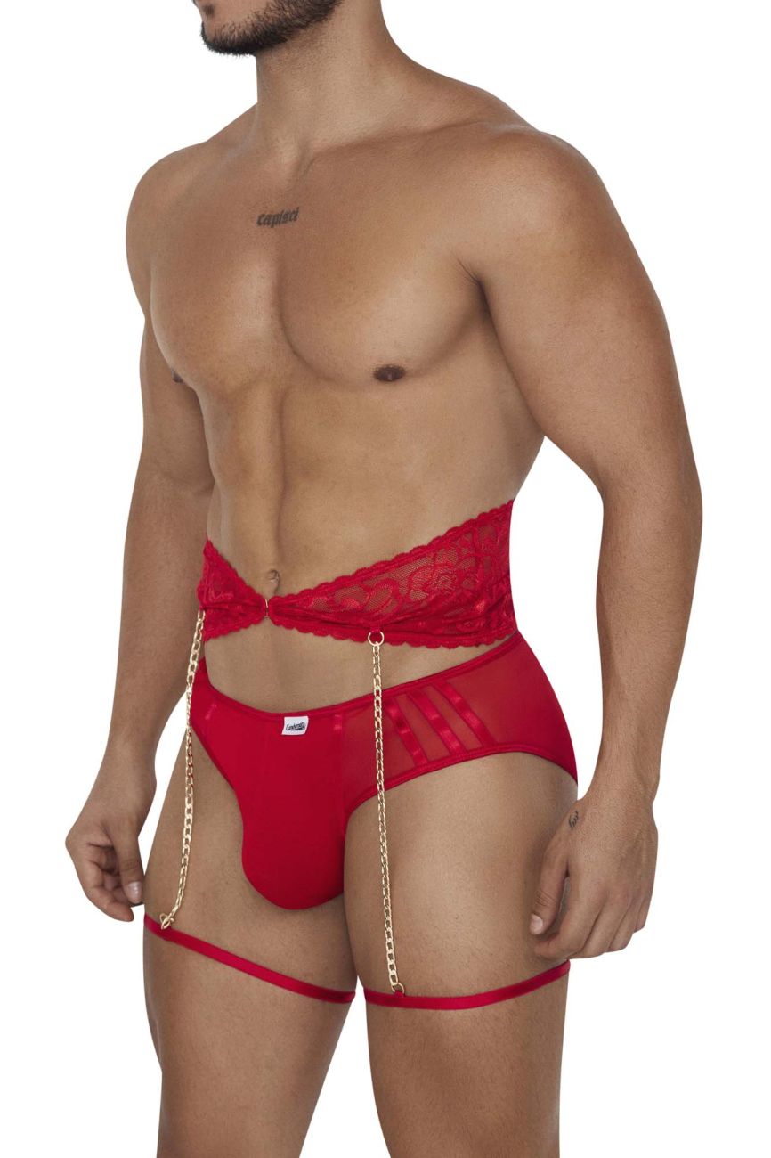 CandyMan Men's Underwear 99703X Garter Briefs Two Piece Set Color Red