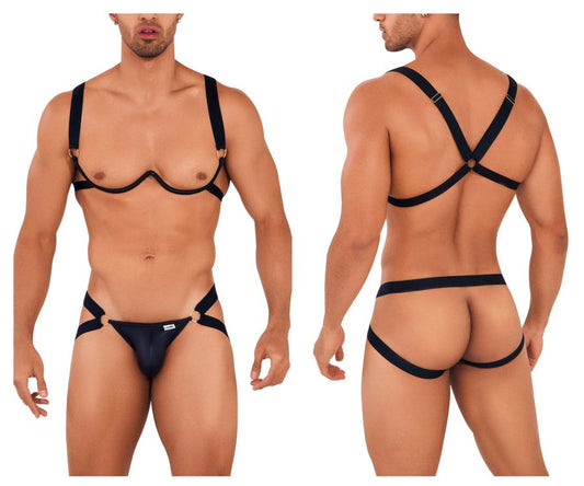 CandyMan Men's Underwear 99731 Harness-Bra Two Piece Set Color Black