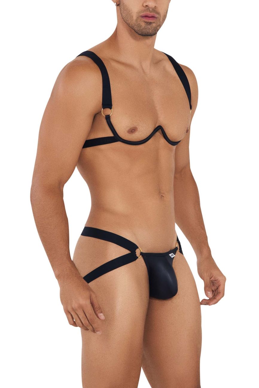 CandyMan Men's Underwear 99731 Harness-Bra Two Piece Set Color Black