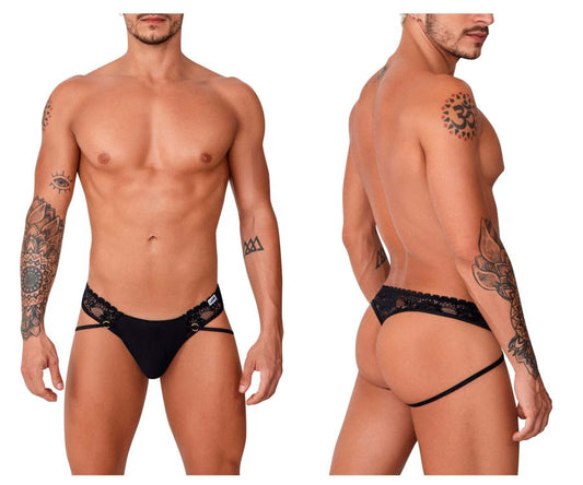 CandyMan Men's Underwear 99747 Lace Thongs Color Black