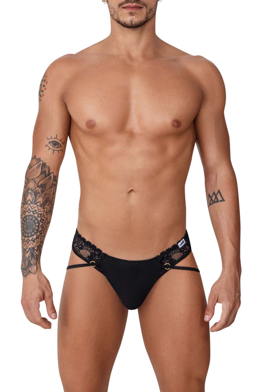 CandyMan Men's Underwear 99747 Lace Thongs Color Black