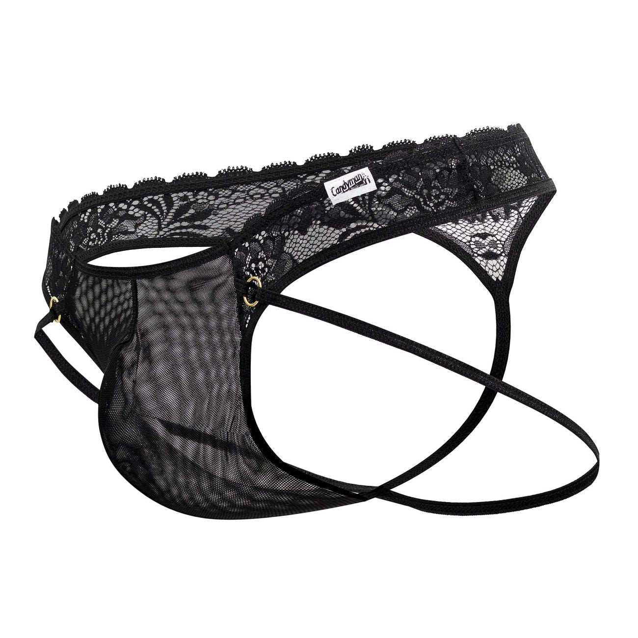 CandyMan Men's Underwear 99747 Lace Thongs Color Black