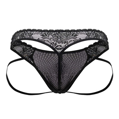 CandyMan Men's Underwear 99747 Lace Thongs Color Black