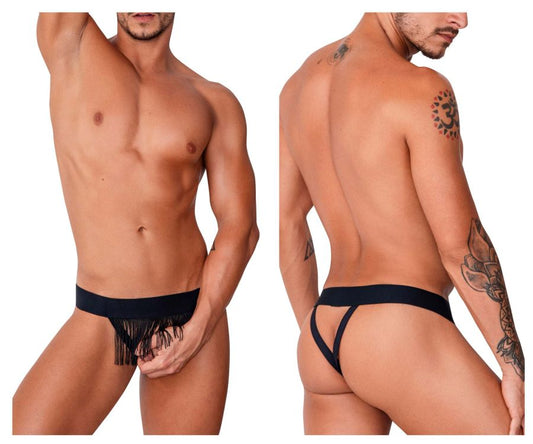 CandyMan Men's Underwear 99755 Fringe Thongs Color Black