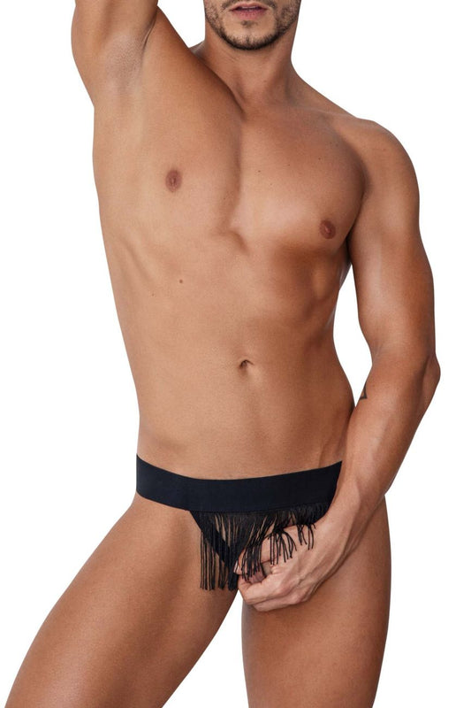 CandyMan Men's Underwear 99755 Fringe Thongs Color Black