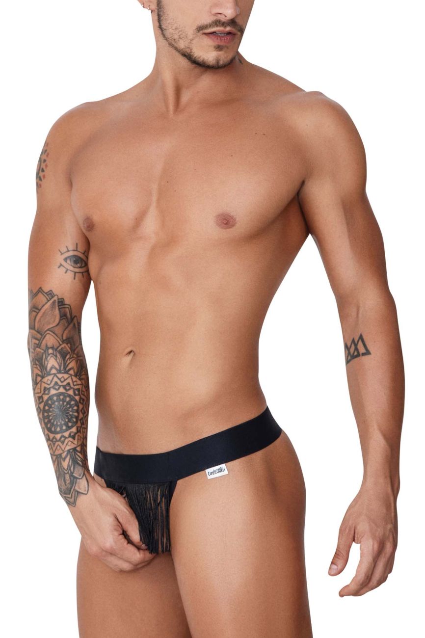 CandyMan Men's Underwear 99755 Fringe Thongs Color Black