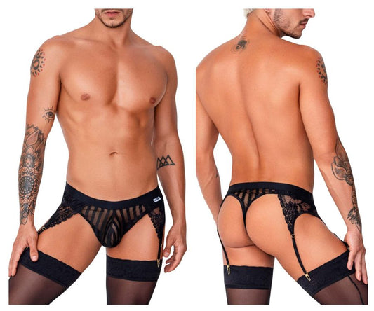 CandyMan Men's Underwear 99766 Garter Thongs Color Black