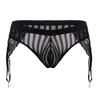 CandyMan Men's Underwear 99766 Garter Thongs Color Black