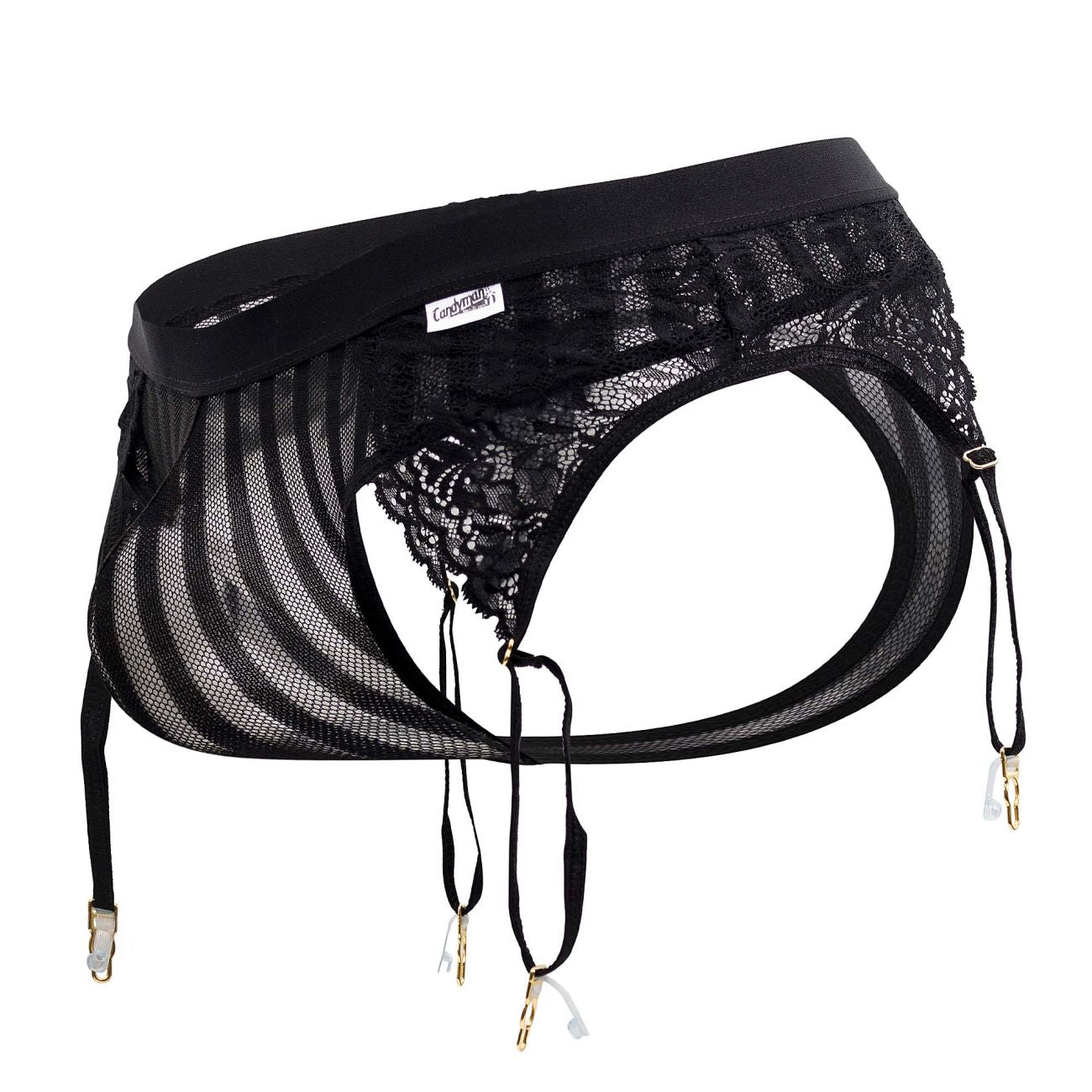 CandyMan Men's Underwear 99766 Garter Thongs Color Black