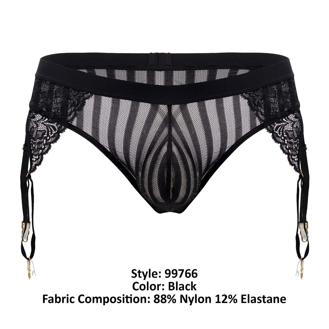 CandyMan Men's Underwear 99766 Garter Thongs Color Black