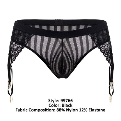 CandyMan Men's Underwear 99766 Garter Thongs Color Black