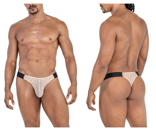 CandyMan Men's Underwear 99771 Mesh Thongs Color Beige