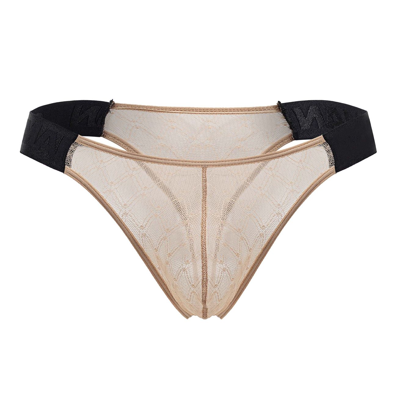 CandyMan Men's Underwear 99771 Mesh Thongs Color Beige
