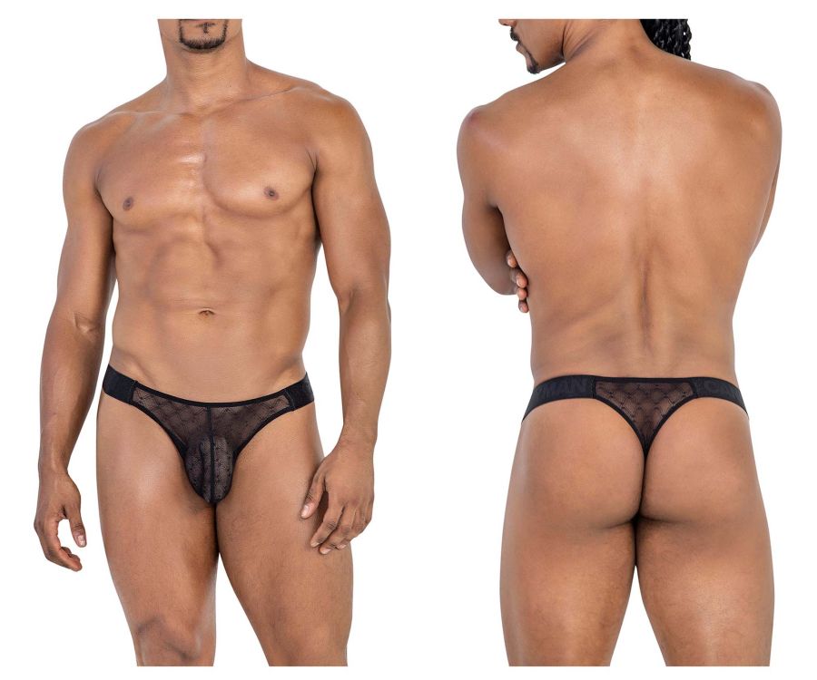 CandyMan Men's Underwear 99771 Mesh Thongs Color Black