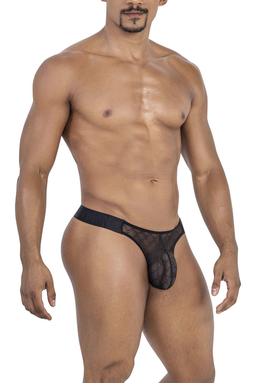 CandyMan Men's Underwear 99771 Mesh Thongs Color Black