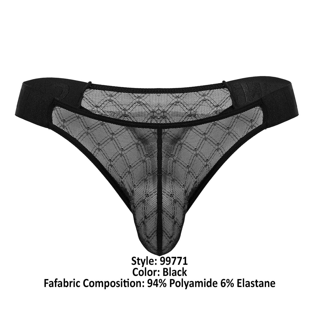 CandyMan Men's Underwear 99771 Mesh Thongs Color Black