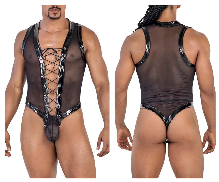 CandyMan Men's Underwear 99774 Gladiator Bodysuit Color Black