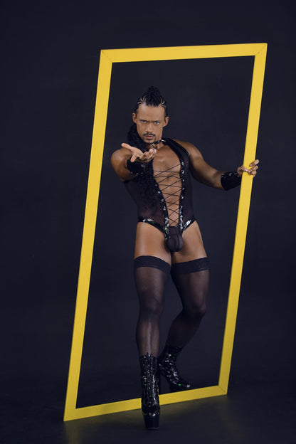 CandyMan Men's Underwear 99774 Gladiator Bodysuit Color Black