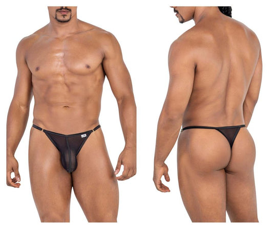 CandyMan Men's Underwear 99776 Mesh Thongs Color Black