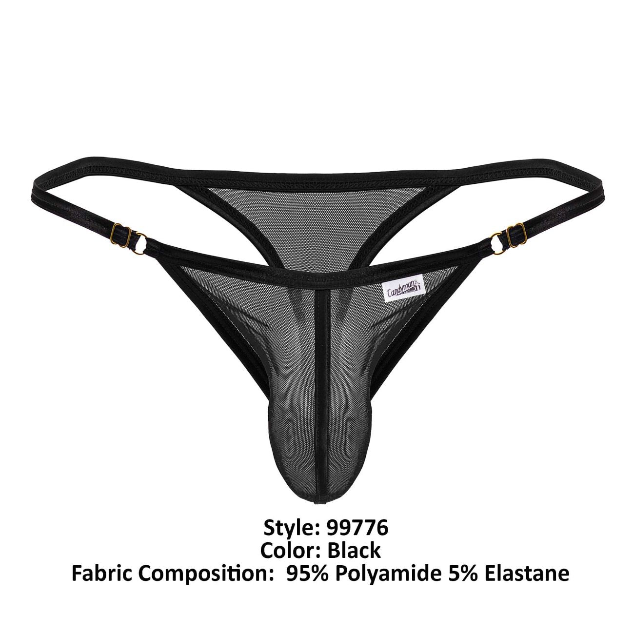 CandyMan Men's Underwear 99776 Mesh Thongs Color Black