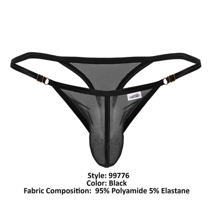 CandyMan Men's Underwear 99776 Mesh Thongs Color Black