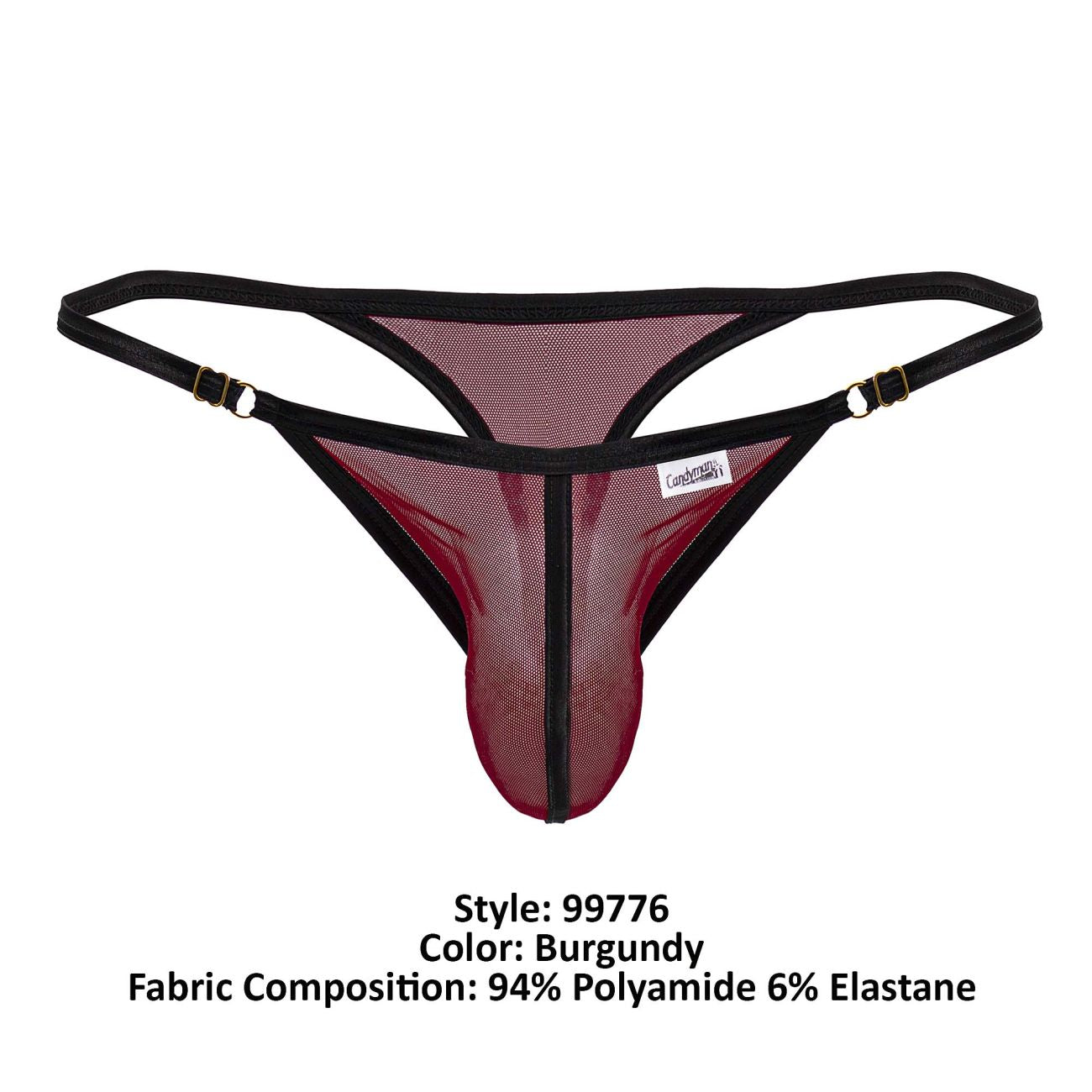 CandyMan Men's Underwear 99776 Mesh Thongs Color Burgundy