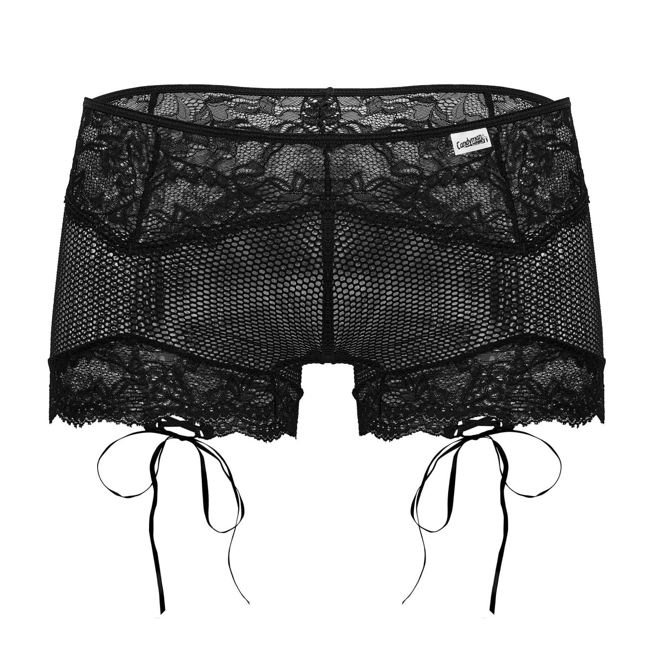 CandyMan Men's Underwear 99779 Mesh Lace Trunks Color Black