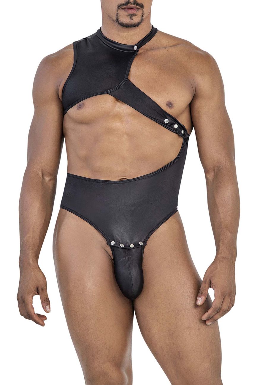 CandyMan Men's Underwear 99783 One Shoulder Bodysuit Color Black