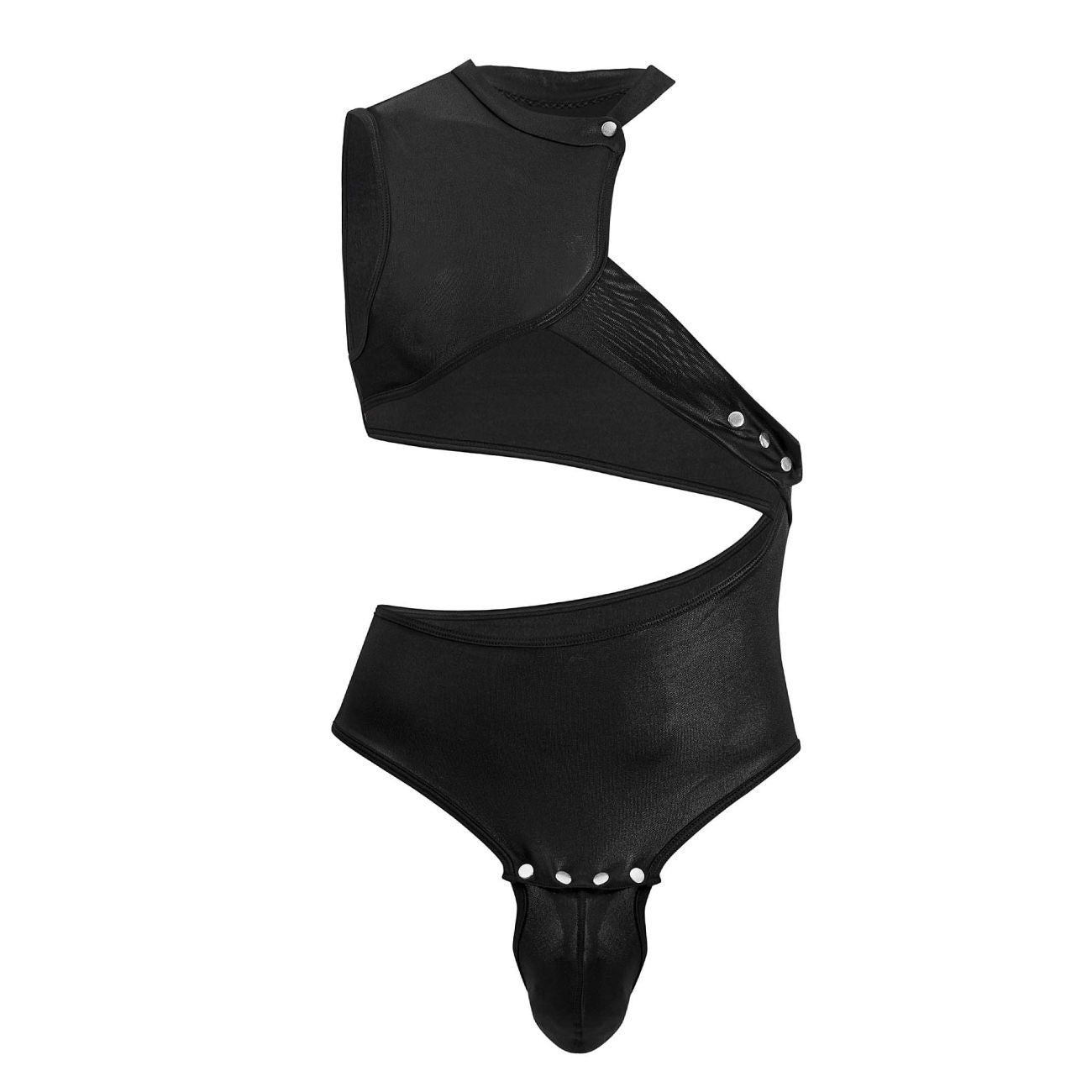 CandyMan Men's Underwear 99783 One Shoulder Bodysuit Color Black