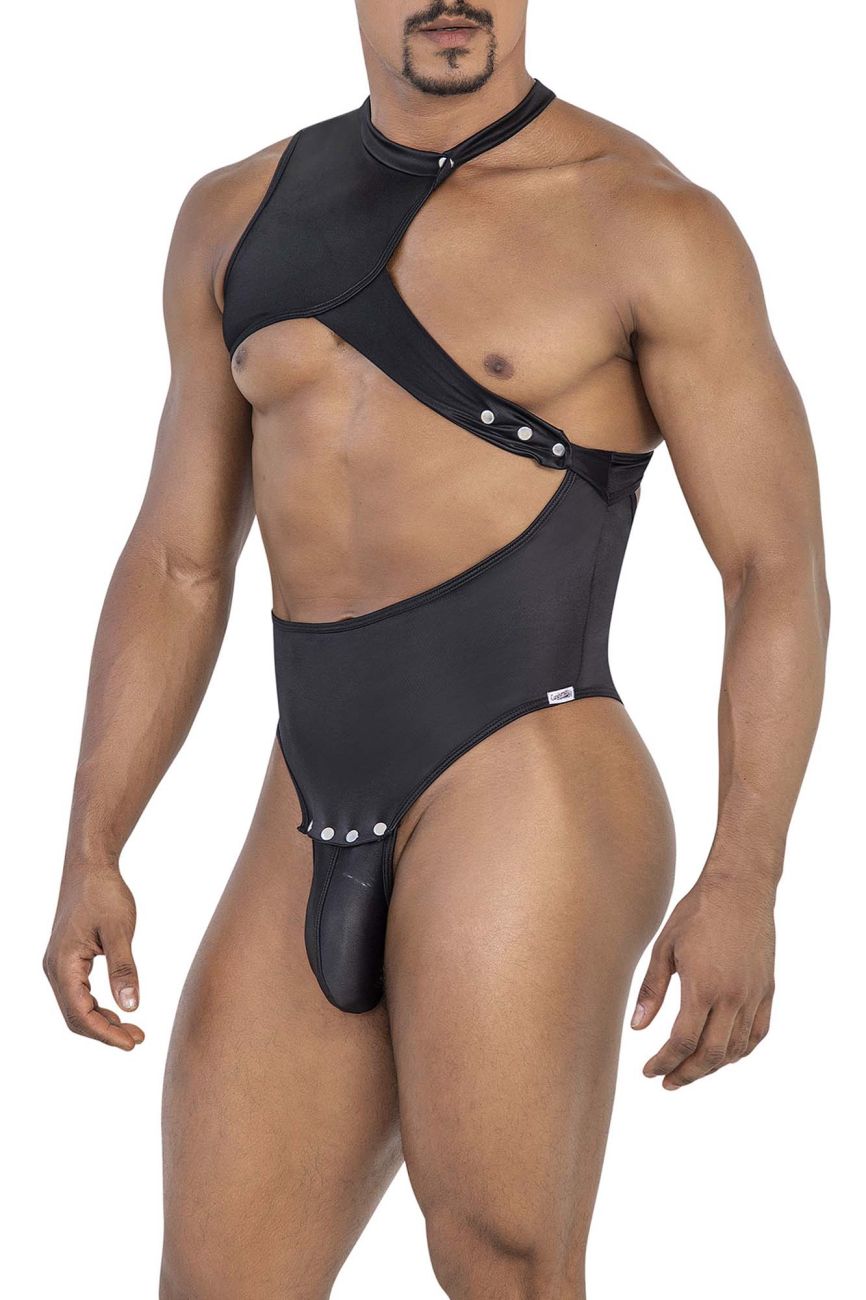 CandyMan Men's Underwear 99783 One Shoulder Bodysuit Color Black