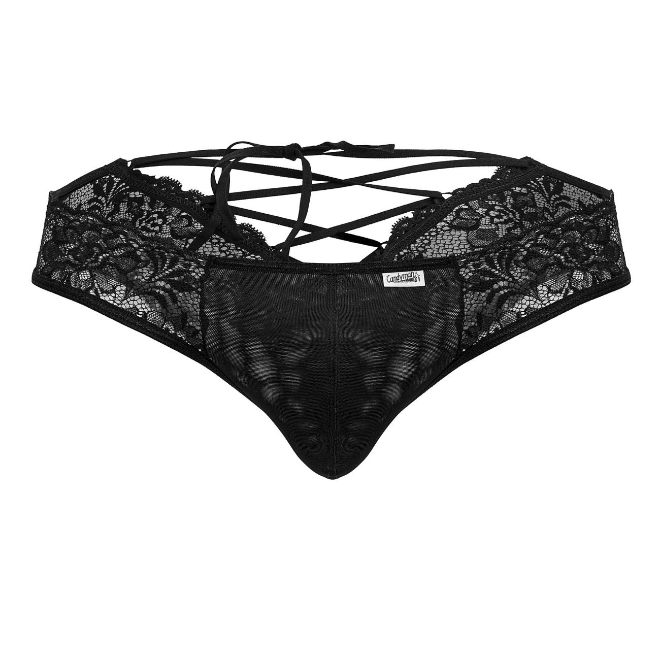 CandyMan Men's Underwear 99784 Lace Thongs Color Black